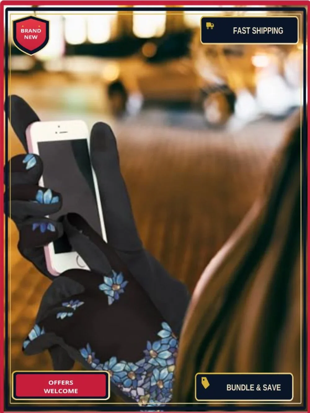 Faux Suede Touchscreen Gloves, Women's Cold Weather Gloves, One Size